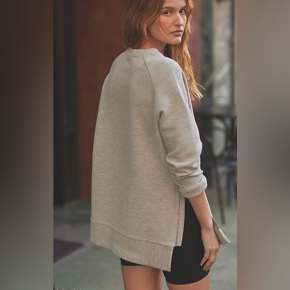 Varley Manning Crewneck Sweatshirt Ribbed Side Zippers Longline Relaxed Size L - Picture 13 of 14